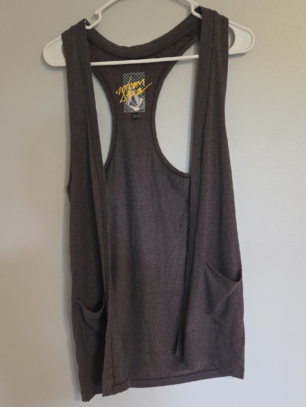 Volcom Ash Brown Sleeveless Racerback Vest with Pockets